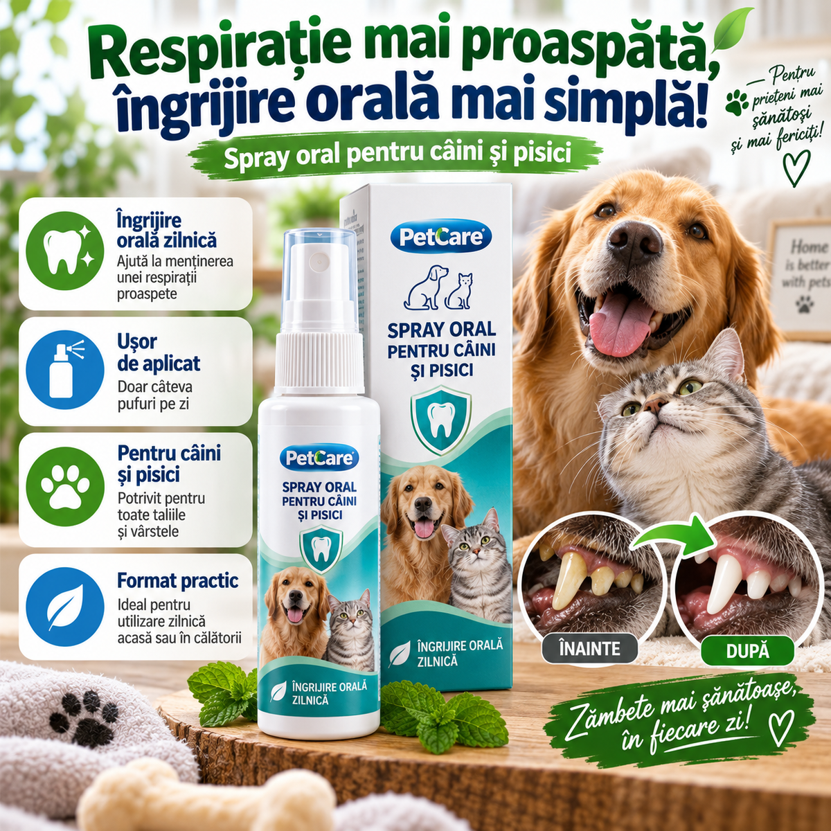 🐾 Spray Oral Pentru Câini și Pisici PetSmile™