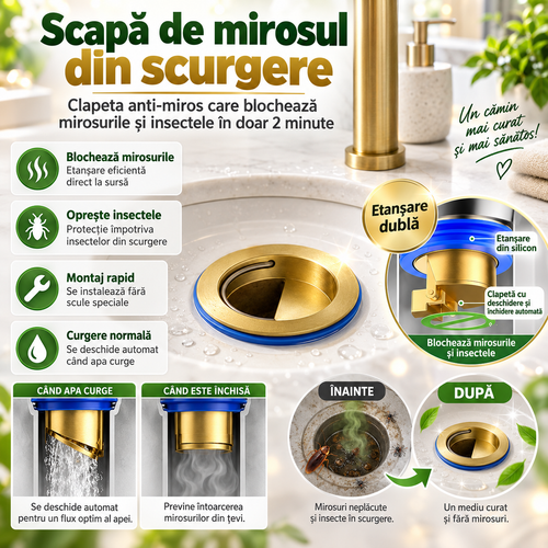 🚿 Clapetă Anti-Miros Pentru Scurgeri MirosStop™