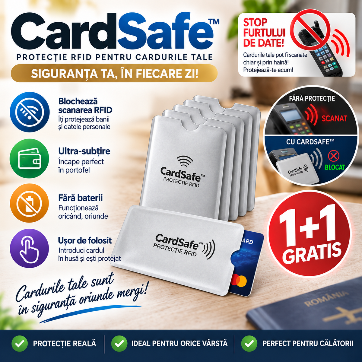 2+2 GRATIS Protecție Card RFID CardSafe™