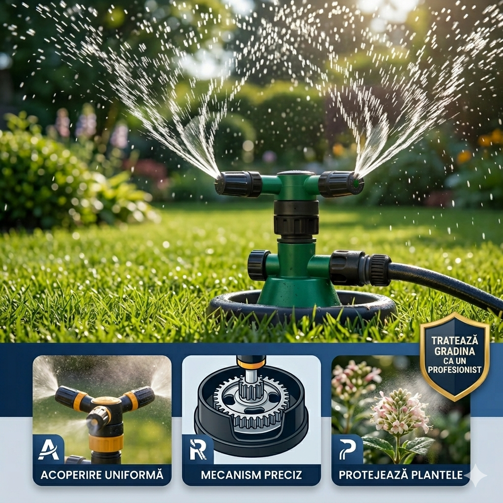 Aspersor rotativ la 360° pentru grădină