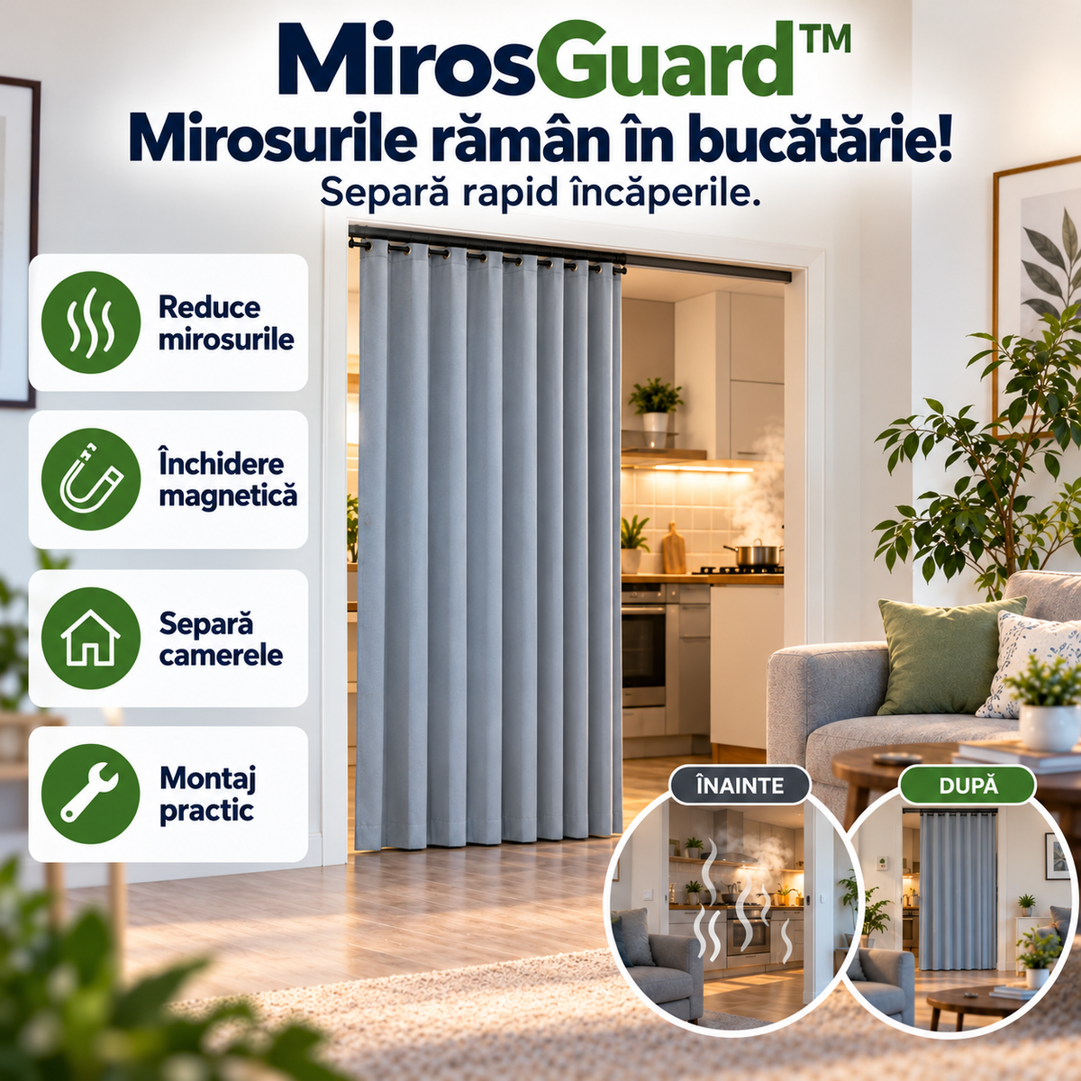 🚪 Perdea Magnetică Izolatoare MirosGuard™