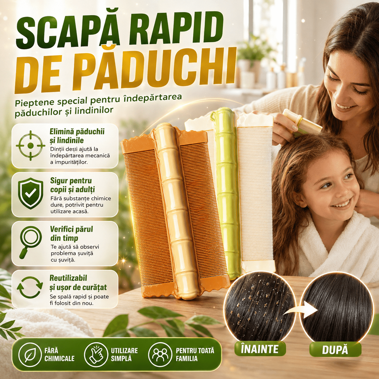 🪮 Pieptene Pentru Păduchi ScalpClean™